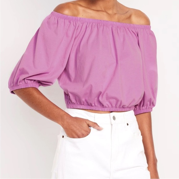 Old Navy Tops - Old Navy 2X Pink Cropped Top Off-Shoulder Blouse